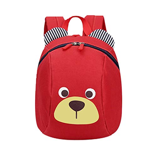 Voarge Kleinkind-Rucksack, Anti Verlorene Tasche Niedliche Bär-Tier-Kind-Rucksack Cartoon Harness Rucksack Leine Sicherheit Anti-verloren Rucksack, für Baby Jungen Mädchen 1-3 Jahre (rot) von Voarge