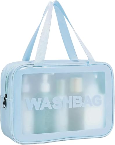 Voarge Kosmetiktasche Groß Kulturbeutel Damen & Herren Kulturbeutel Transparent Kosmetiktasche Wasserdicht Kompakte Reise-Kulturtasche Make-up-Tasche mit Großer Kapazität Aufbewahrungstasche (Blau) von Voarge