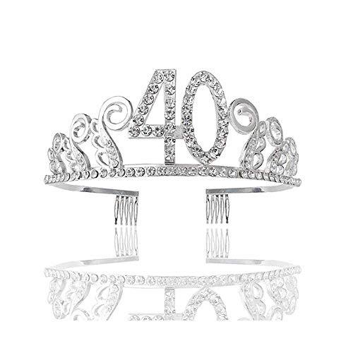 Voarge Bridal Tiara Kristall Strass Tiara Krone mit Kamm, Kristall Haarband Krone Tiara Haarspange Frauen für Hochzeit, Strass Brautkrone für Party Dekoration (Zahl 40) von Voarge