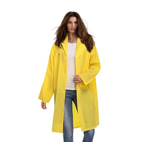 Voarge Eva Regenjacke Regenmantel für Erwachsene, für Damen und Herren Regenbekleidung Regencape Regenjacke Wasserdicht für Wandern Radfahren (M, Gelb) von Voarge