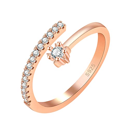 Voberry Ringe Damen Offene Verstellbarer Versprechen Ring Verlobung Hochzeit Schmuck Geburtstags Geschenk für Damen Frauen Mädchen Freundin von Voberry