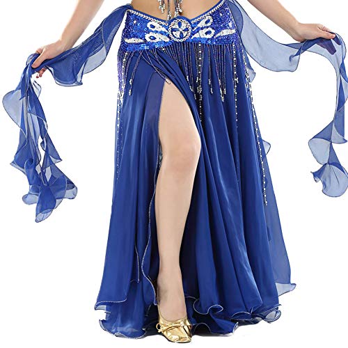 Vobony Bauchtanz Rock Damen Bauchtanz Kostüm Chiffon Rock Tüllrock Indischer Tanzsatz Rock Maxirock für Cocktail Hochzeit Festlich Karneval (Königsblau) von Vobozeany