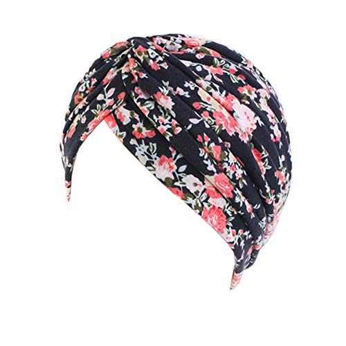 Vobozeany Kopftuch Damen Chemotherapie Blumenmuster Baumwolle Turban kopfbedeckung Headwrap Schlaf Kappe Bandana für Haarverlust von Vobozeany