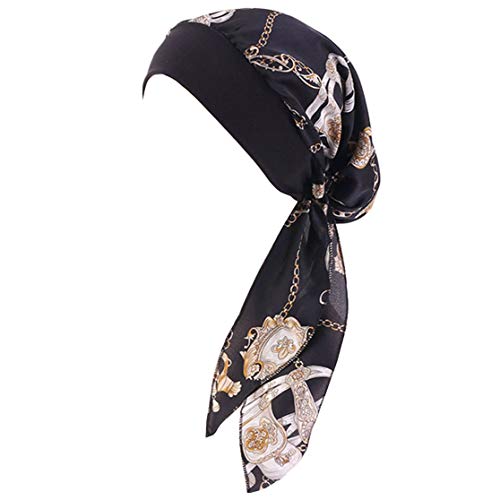 Vobozeany Kopftuch Turban Damen Elegante Elastic Headwrap Bandana kopfbedeckung Slouch Mütze Für Chemo Haarausfall von Vobozeany