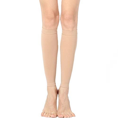 Vobony Waden Kompressionsstulpen Beinlinge Kompressionsstrümpfe Elastic Bein Kompression Socken Calf Compression Sleeves Beinstulpen - 1 Paar (Hautfarbe, XXL) von Vobony