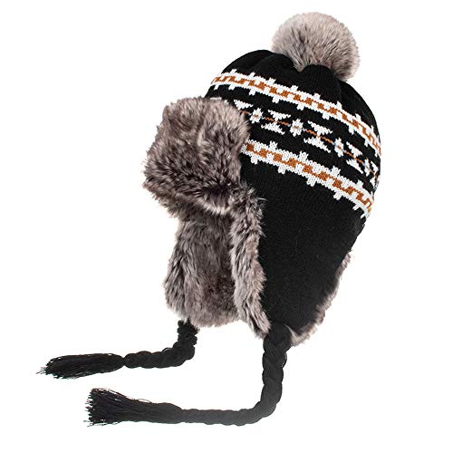 KKPW Wintermütze Damen Outdoor Warm Winddicht Strickmütze Fliegermütze Ohrenschützer Hut Gestrickt Mütze mit Ohrenklappen von KKPW