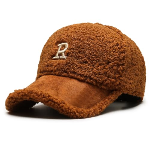 Vobozeany Baseball Cap Damen Herren Winter Baseballkappen Lammwolle Baseballmütze Teddy-Fleece Baseball Kappe Sonnenhut Baseballkappen für Sport Reisen Draußen von Vobozeany