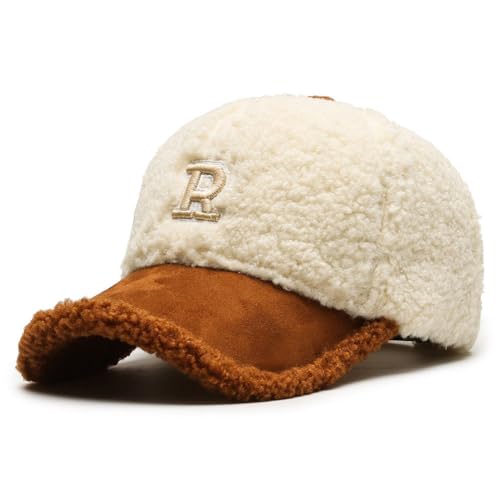 Vobozeany Baseball Cap Damen Herren Winter Baseballkappen Lammwolle Baseballmütze Teddy-Fleece Baseball Kappe Sonnenhut Baseballkappen für Sport Reisen Draußen von Vobozeany