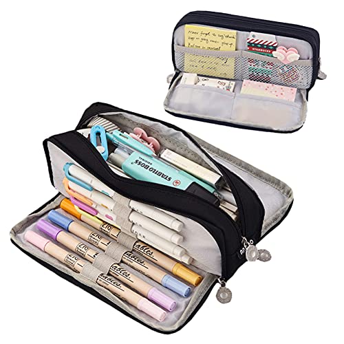 Vobozeany Federmäppchen mit 3 Fächer Große Kapazität Teenager Mädchen Jungen Mäppchen Einfarbige Farbe Etui Stifte Multifunktions Bleistift Tasche für Studentin Schule & Büro von Vobozeany