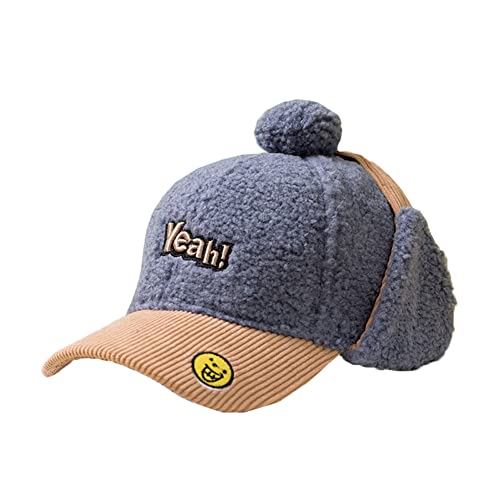 Vobozeany Kinder Baseballkappe Winter Warm Bommelmütze Beanie Wintermütze mit Ohrenklappen Winddichte Trappermütze Fliegermütze für Jungen und Mädchen 3-10 Jahre von Vobozeany