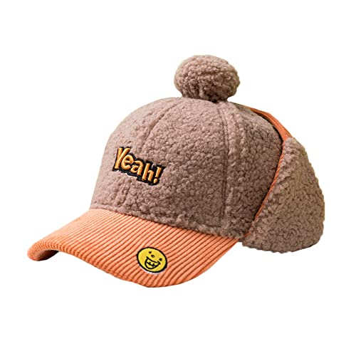 Vobozeany Kinder Baseballkappe Winter Warm Bommelmütze Beanie Wintermütze mit Ohrenklappen Winddichte Trappermütze Fliegermütze für Jungen und Mädchen 3-10 Jahre von Vobozeany