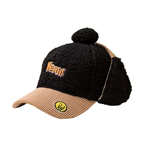 Vobozeany Kinder Baseballkappe Winter Warm Bommelmütze Beanie Wintermütze mit Ohrenklappen Winddichte Trappermütze Fliegermütze für Jungen und Mädchen 3-10 Jahre von Vobozeany