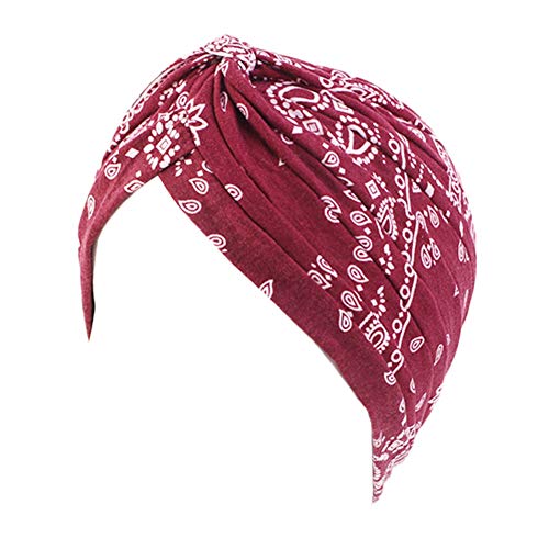 Vobozeany Kopftuch Damen Chemotherapie Blumenmuster Baumwolle Turban kopfbedeckung Headwrap Schlaf Kappe Bandana für Haarverlust von Vobozeany