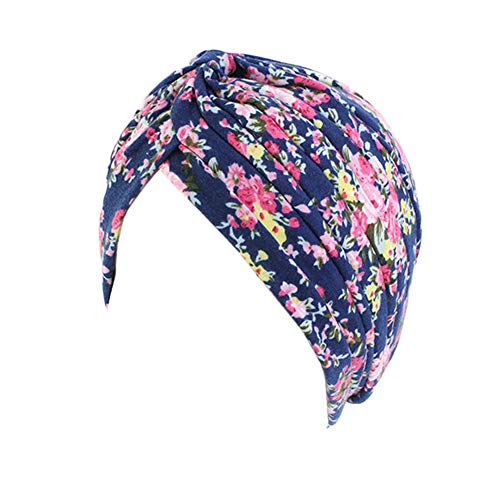 Vobozeany Kopftuch Damen Chemotherapie Blumenmuster Baumwolle Turban kopfbedeckung Headwrap Schlaf Kappe Bandana für Haarverlust von Vobozeany