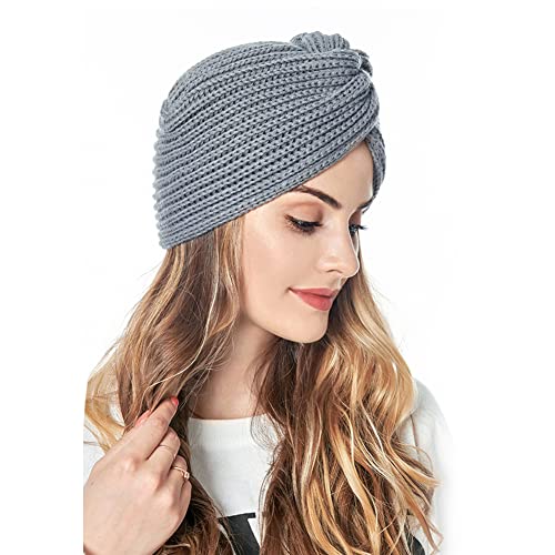 Vobozeany Turban Mütze Damen Elastische Retro Beanie Strickmütze Schlafmütze Headwrap Kopfbedeckung für Chemo Haarverlust Muslim von Vobozeany