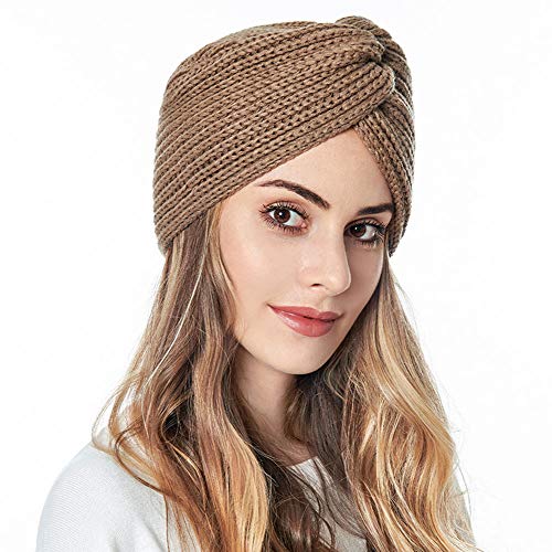 Vobozeany Turban Mütze Damen Elastische Retro Beanie Strickmütze Schlafmütze Headwrap Kopfbedeckung für Chemo Haarverlust Muslim von Vobozeany
