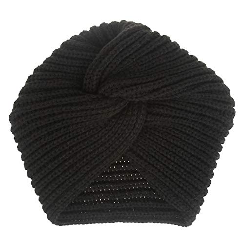 Vobozeany Turban Mütze Damen Elastische Retro Beanie Strickmütze Schlafmütze Headwrap Kopfbedeckung für Chemo Haarverlust Muslim von Vobozeany