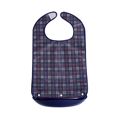 Vobozeany Wasserdicht Erwachsenen Lätzchen mit Schmutzfänger & Druckknöpfen Abnehmbar Schlabberlatz Essensschutz, Kleidungsschutz Lätzchen für Männer/Frauen/Ältere/Menschen Behinderte von Vobozeany