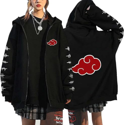 Anime Kleidung Jacke - Y2K Zip Up Hoodie Vintage Gothic Harajuku Kapuzenjacke (Black1,3XL,3XL) von Vocha