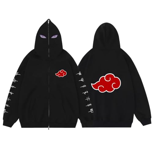 Anime Kleidung Jacke - Y2K Zip Up Hoodie Vintage Gothic Harajuku Kapuzenjacke (Black3,M,M) von Vocha