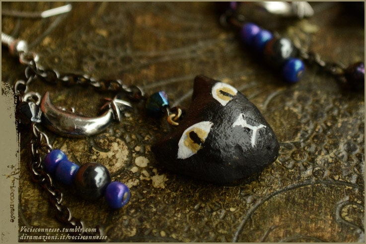 Orecchini Gatto Nero E La Luna - Natural Clay Perline Iridescenti Handgemachte Schmuck Bildhauen Orecchini Gatto Nero E La Luna - Natural Clay Perline Iridescenti Handgemachte Schmuck Bildhauen von Vocisconnesse