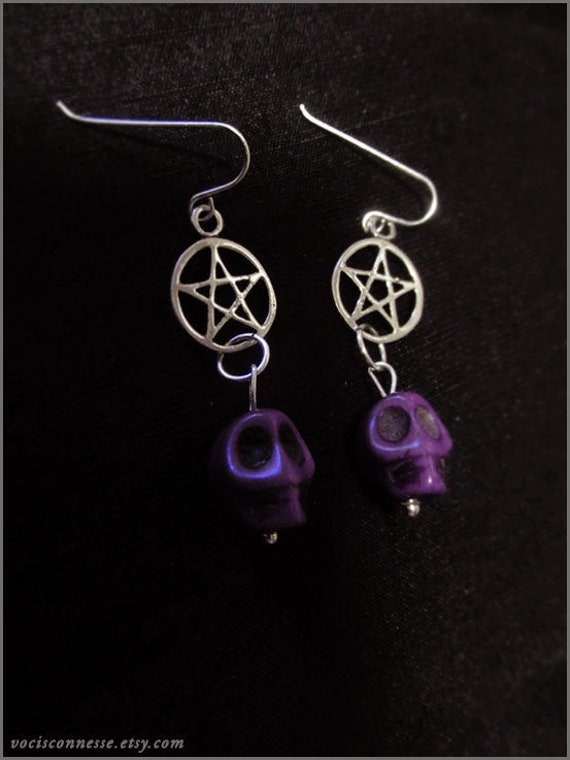 Pentagramm Totenkopf Hexe Ohrringe Aus Sterling Silber - Dark Pagan Witch Pentagramm Totenkopf Hexe Ohrringe Aus Sterling Silber - Dark Pagan Witch von Vocisconnesse
