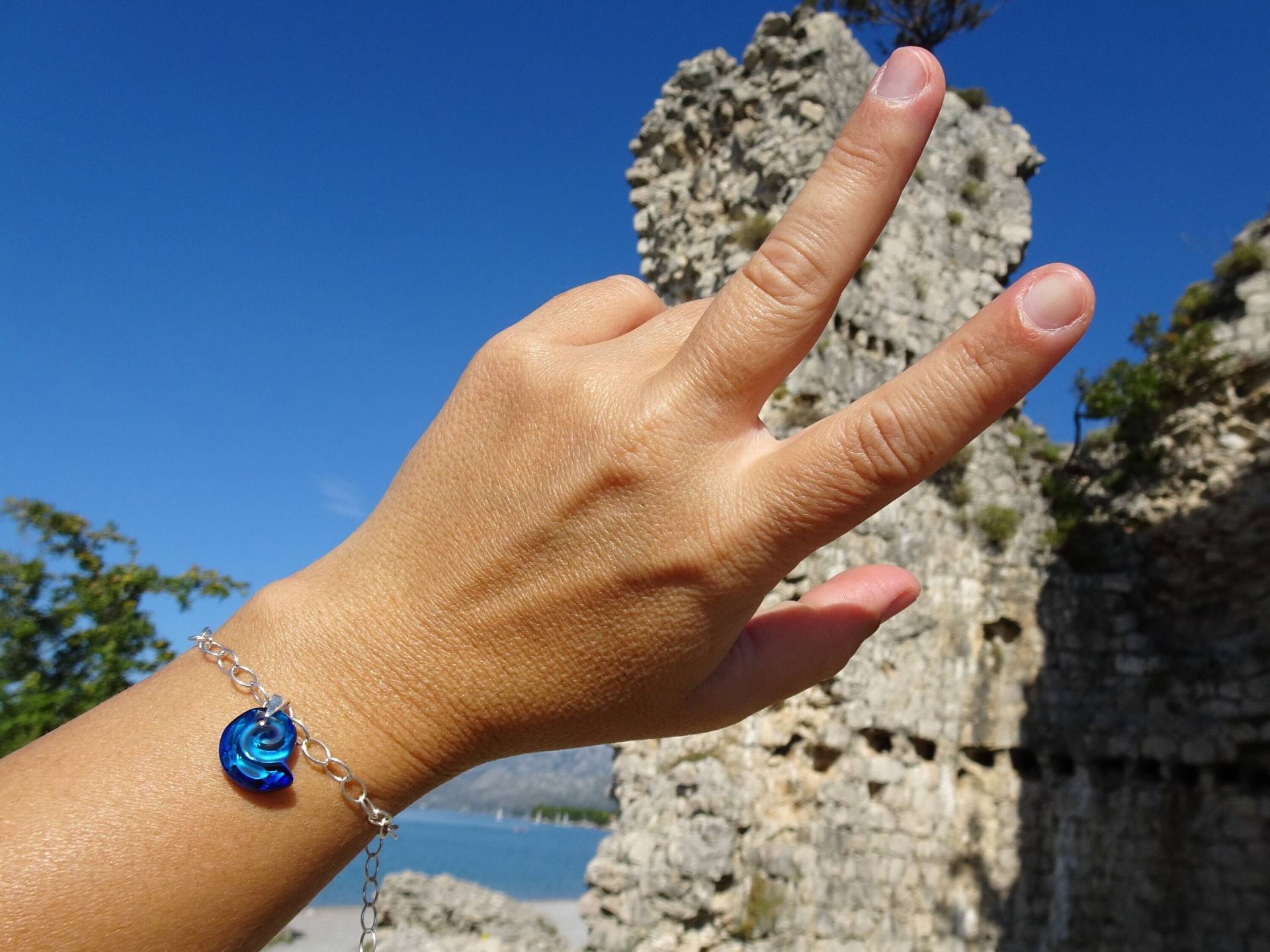 Armband Glitzernder Ammonit Ozeanblau von VoegelchenShop