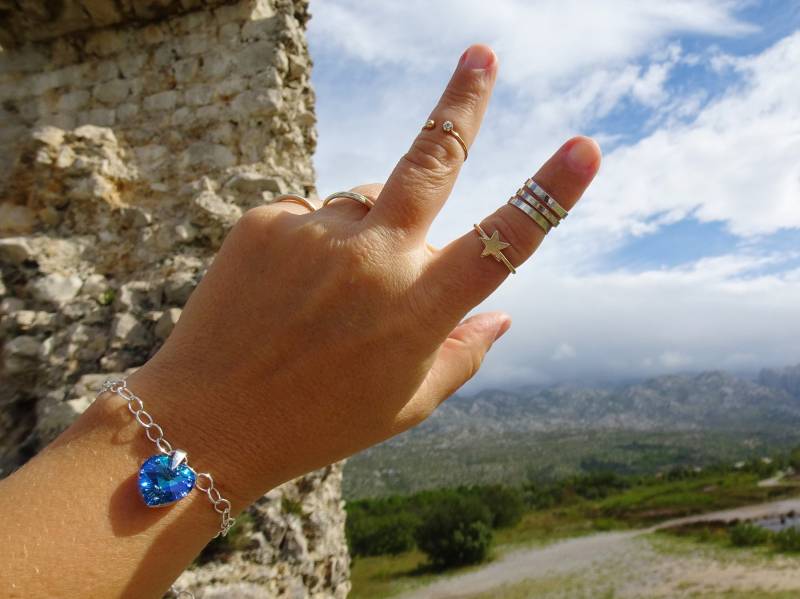 Armband Herz Blauviolet Glitzer von VoegelchenShop