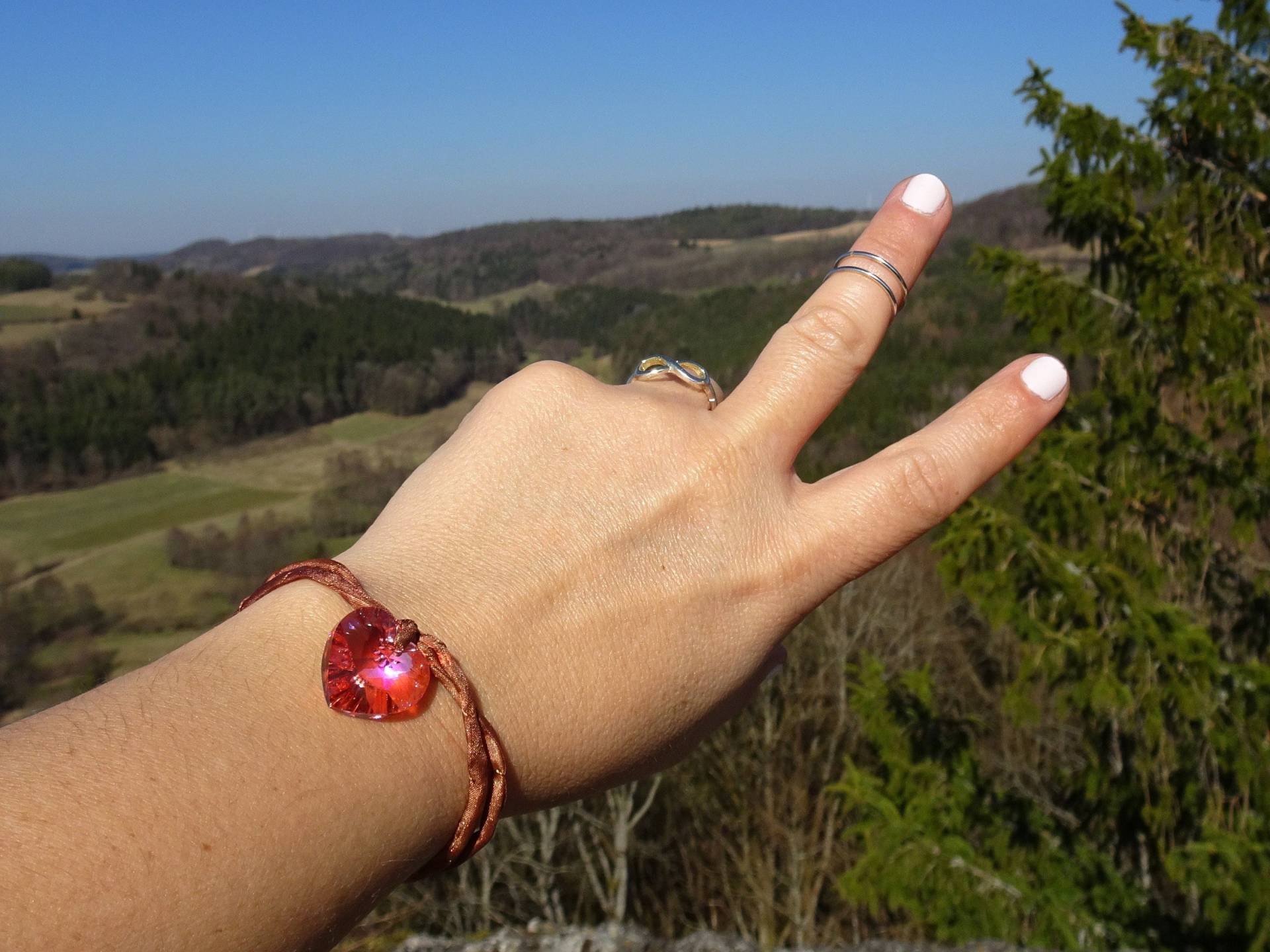 Armband Herz Peach Schimmer von VoegelchenShop