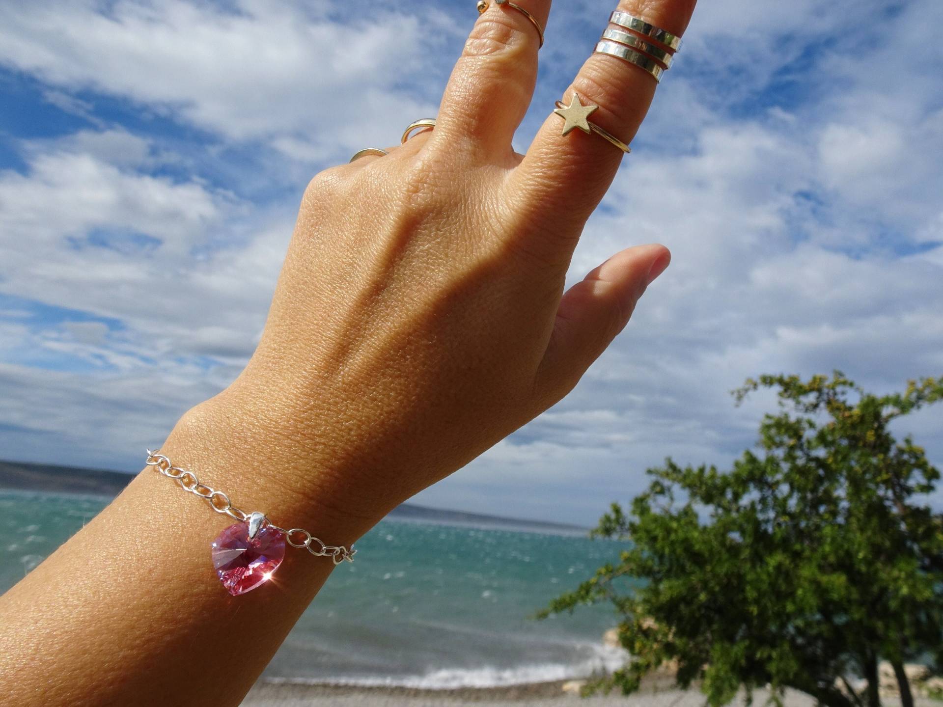 Armband Herz Rose Schimmer von VoegelchenShop