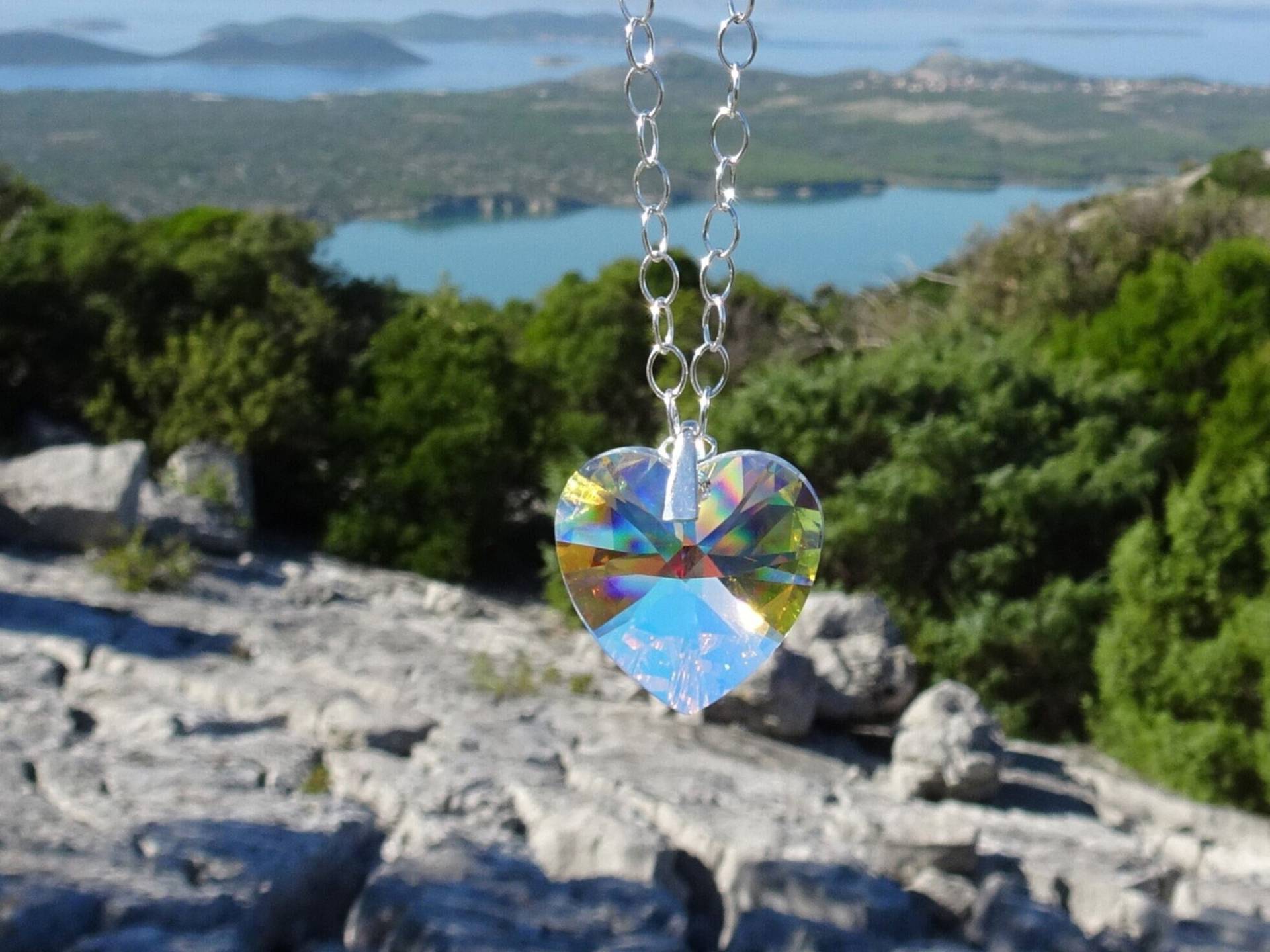 Kette Herz Kristall Glitzer von VoegelchenShop