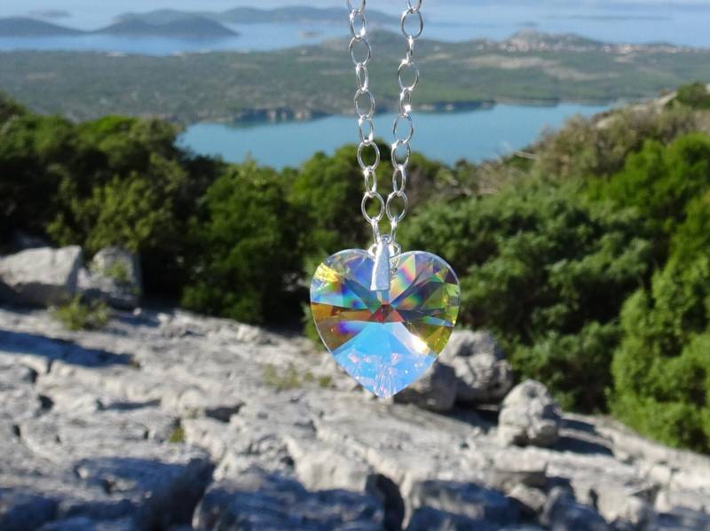 Kette Herz Kristall Glitzer von VoegelchenShop