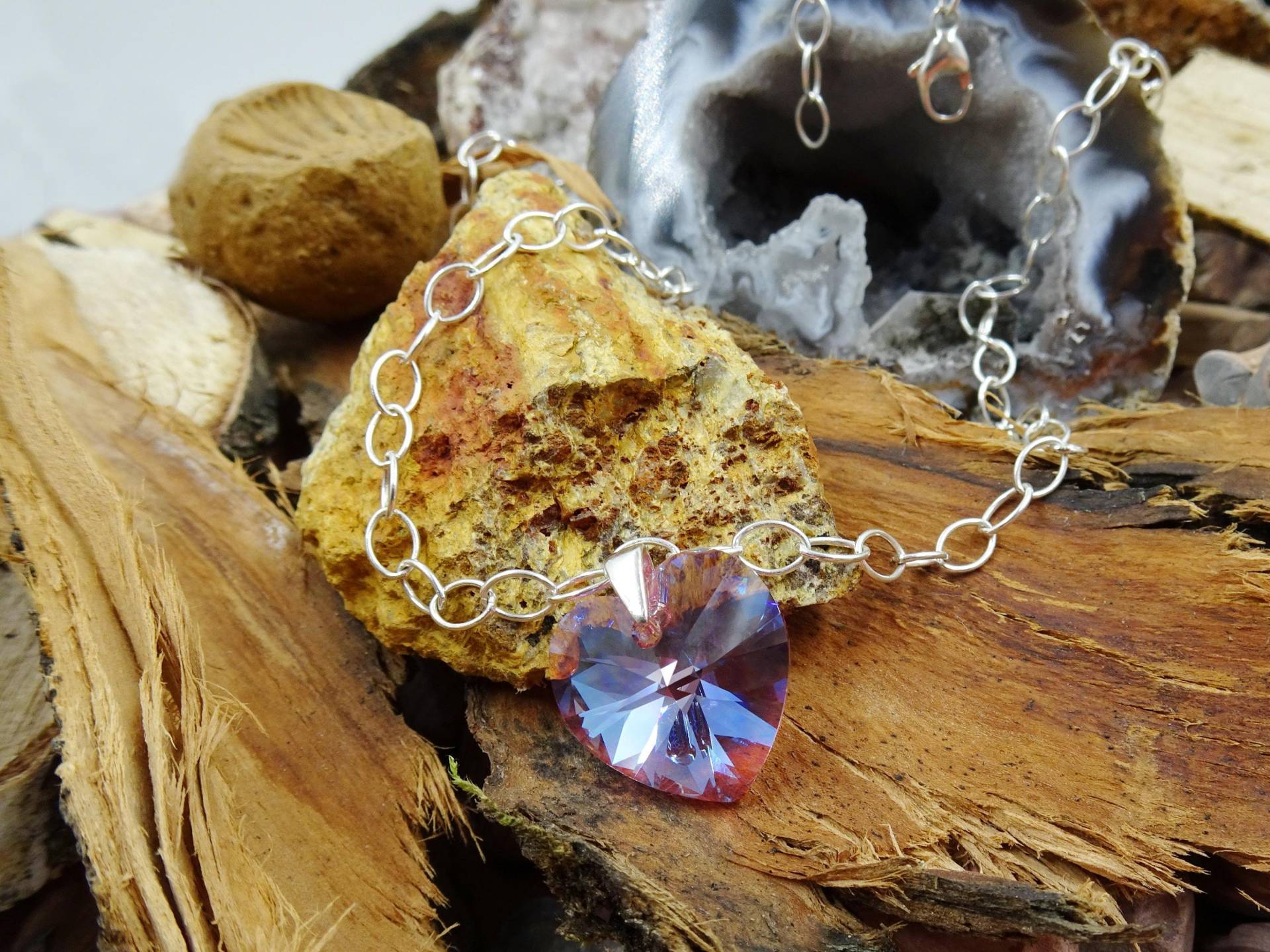 Kette Herz Rose Schimmer von VoegelchenShop