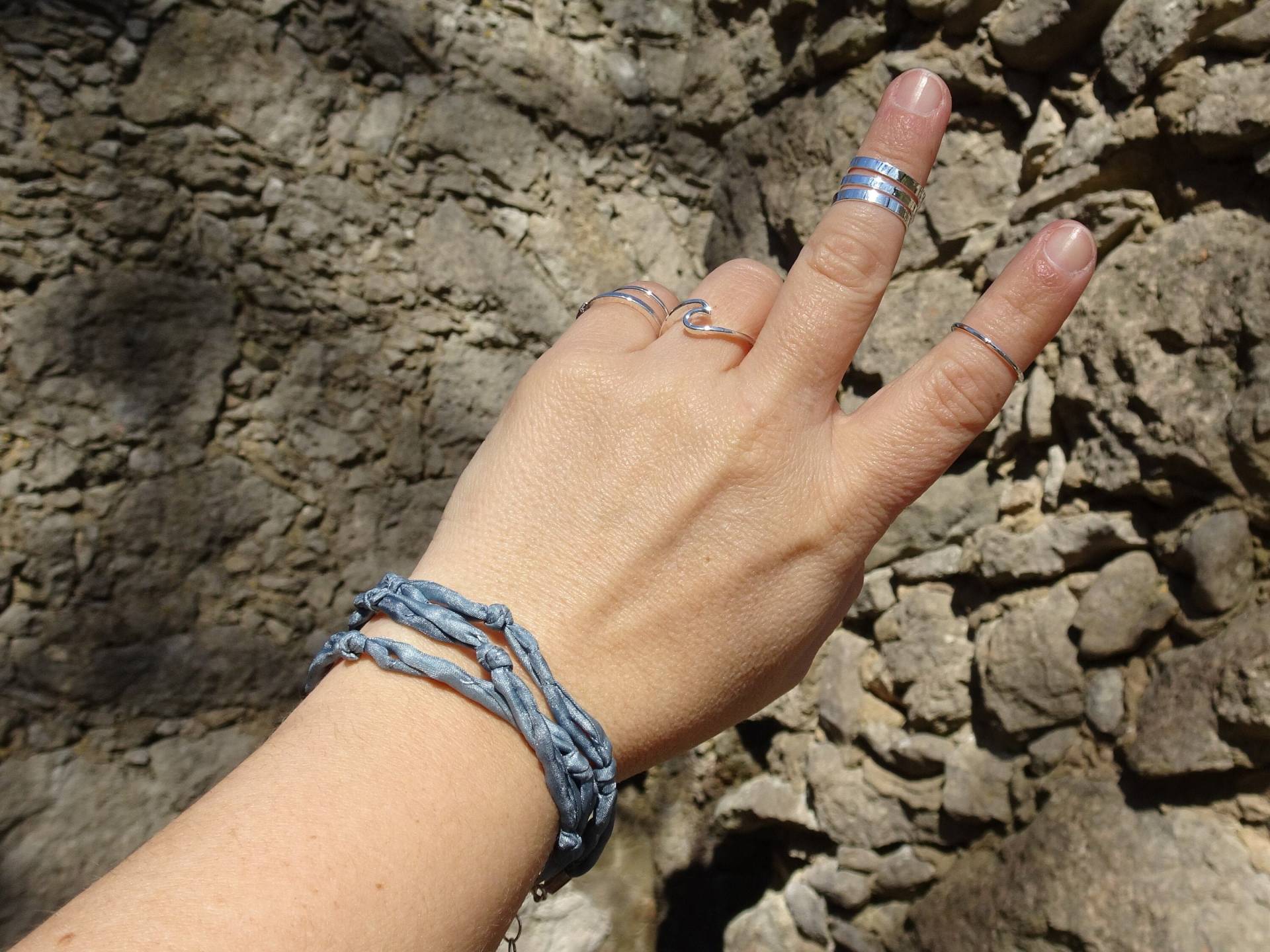 Wickelarmband Jeansblaue Seide von VoegelchenShop