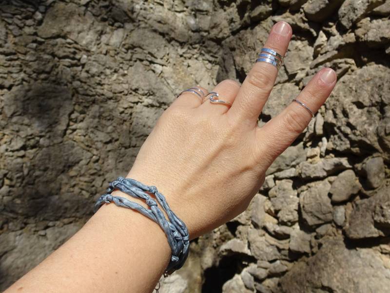 Wickelarmband Jeansblaue Seide von VoegelchenShop