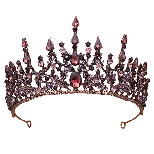 Crowns for Women, Vofler Gothic Tiaras w/Purple Crystal - Vintage Witch Evil Queen Vampire Costume Headband Hair Accessories for Bride Princess Girl Birthday Wedding Halloween Cosplay Party Pageant von Vofler