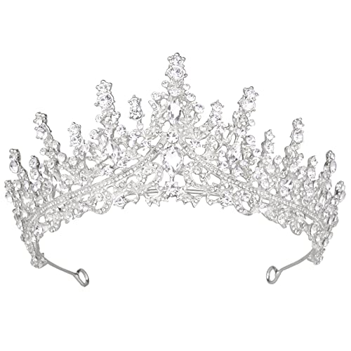 Silver Tiara for Women, Vofler Princess Crown - Royal Baroque Medieval Renaissance Crystal Headband for Queen Bridal Flower Girl Wedding Birthday Costumes Party Quinceanera Prom Pageant Homecoming von Vofler