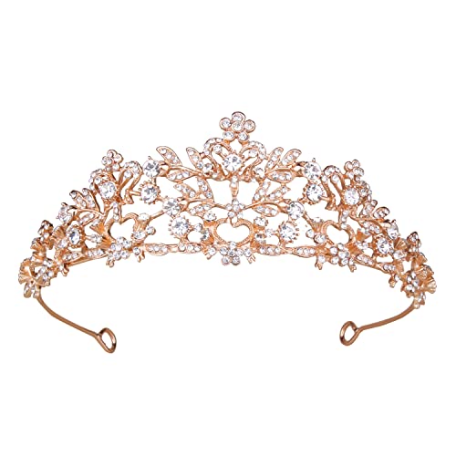 Wedding Crown, Vofler Rose Gold Tiara for Bride - Crystal Rhinestone Headband for Princess Bridal Women Queen Ladies Flower Girls Birthday Quinceanera Pageant Prom Homecoming Halloween Costume Party von Vofler