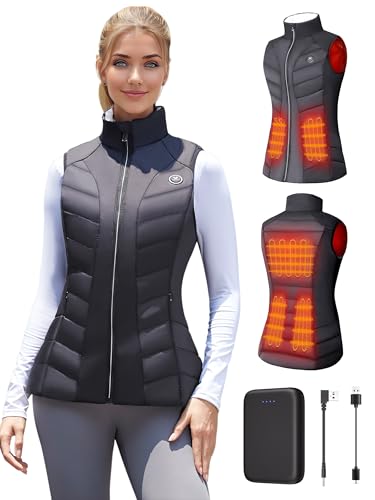 Vofuoti Beheizbare Weste Damen mit Akku, Leichtgewicht Heizweste mit 6 Heizbereich, Mode Schlanke Passform Beheizbare Jacke Damen von Vofuoti