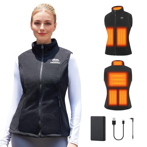 Vofuoti Beheizbare Weste Damen mit Powerbank,3 Heizstufen,Beheizbare Jacke mit Elektrischem USB-Körperwärmer,Slim Fit Elektrische Heizweste für Innen, Außen, Camping,Geschenk für die Liebe von Vofuoti
