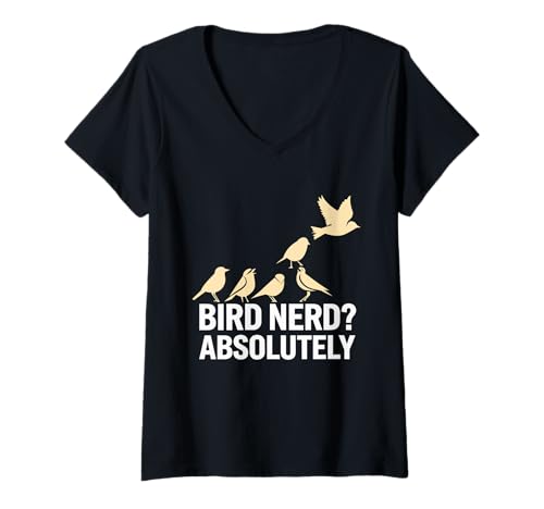 Damen Binoculars Lover Birdwatching Enthusiast Funny Birding Tour T-Shirt mit V-Ausschnitt von Vogelbeobachter Outfit Männer & Frauen