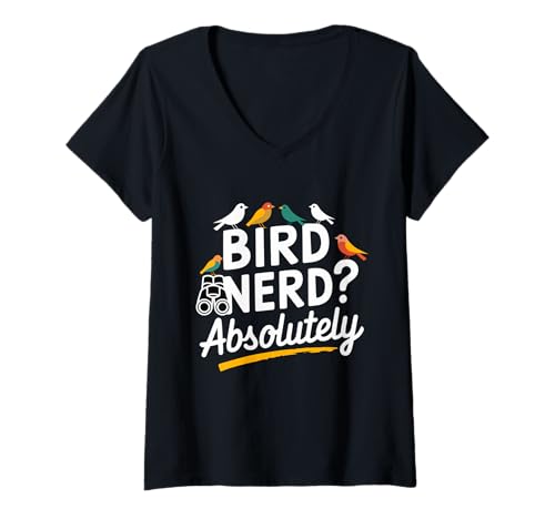Damen Biology Teacher Birding Tour Birdwatching Dad Funny Bird T-Shirt mit V-Ausschnitt von Vogelbeobachter Outfit Männer & Frauen