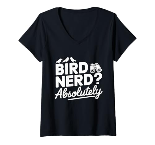 Damen Nature Lover Binoculars Birdwatching Dad Funny Birding Tour T-Shirt mit V-Ausschnitt von Vogelbeobachter Outfit Männer & Frauen