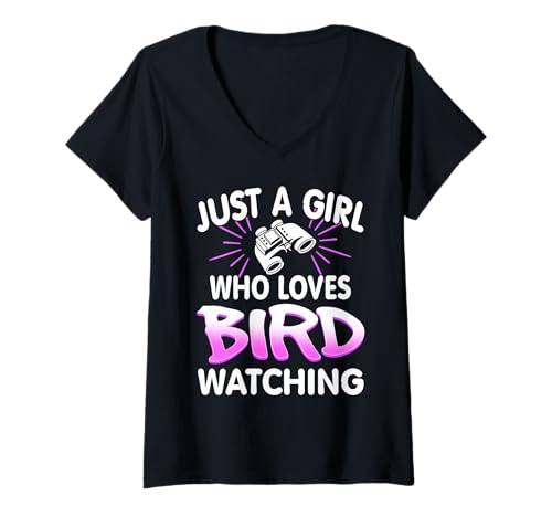 Damen Vogelliebhaber Fanatiker Naturbeobachtung T-Shirt mit V-Ausschnitt Damen Vogelliebhaber Fanatiker Naturbeobachtung T-Shirt mit V-Ausschnitt von Vogelbeobachtung Natur Humor Outfit