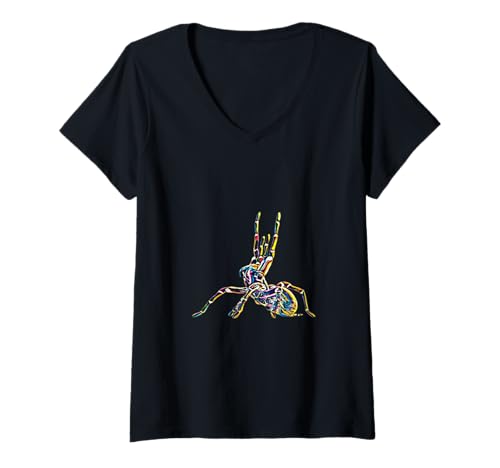 Damen Vogelspinnen Motiv Tarantel Spinnen Tiermotiv Vogelspinne T-Shirt mit V-Ausschnitt von Vogelspinnen Geschenk - Geburtstag Weihnachten