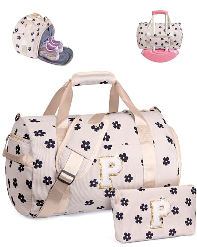 Vogewood Geschenk für Kinder im Alter von 3 4 5 6 7 8 9 10 11 12 Jahren Mädchen Turnbeutel mit Make-up-Tasche, Blumen-Beige, P von Vogewood