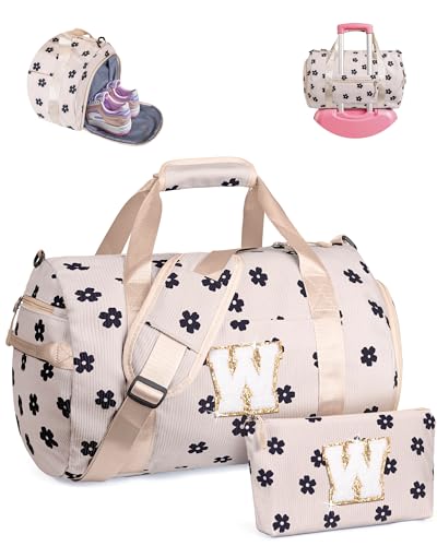 Vogewood Geschenk für Kinder im Alter von 3 4 5 6 7 8 9 10 11 12 Jahren Mädchen Turnbeutel mit Make-up-Tasche, Blumen-Beige, W von Vogewood