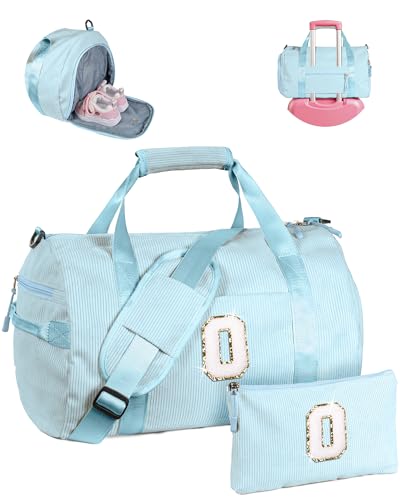 Vogewood Geschenk für Kinder im Alter von 3 4 5 6 7 8 9 10 11 12 Jahren Mädchen Turnbeutel mit Make-up-Tasche, Solid Blue, O von Vogewood