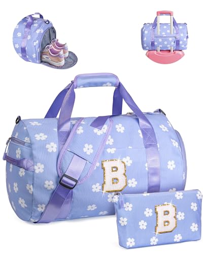 Vogewood Geschenk für Kinder im Alter von 3 4 5 6 7 8 9 10 11 12 Jahren Mädchen Turnbeutel mit Make-up-Tasche, flower-purple, B von Vogewood