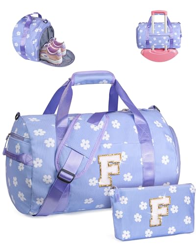 Vogewood Geschenk für Kinder im Alter von 3 4 5 6 7 8 9 10 11 12 Jahren Mädchen Turnbeutel mit Make-up-Tasche, flower-purple, F von Vogewood